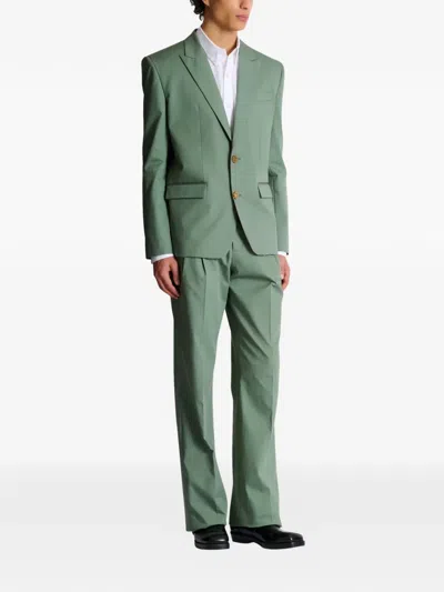 Balmain Single-breasted Peak-lapel Blazer In Green