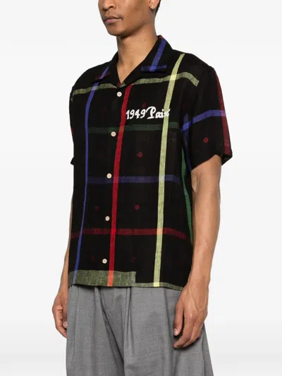 Khoki Plaid Text Shirt In Black
