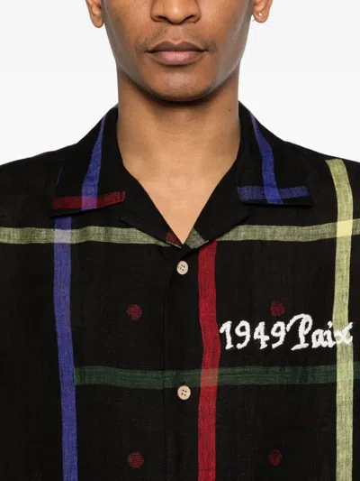 Khoki Plaid Text Shirt In Black