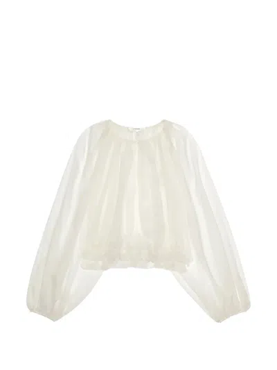 Frame The Sheer Balloon Blouse In Cream In White