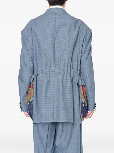 Kolor Plaid Multi-pocket Blazer In Blue