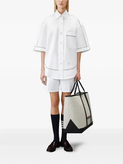 Thom Browne Flat-front Shorts In Red