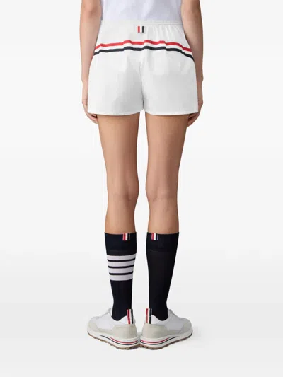 Thom Browne Drawstring Stripe Shorts In White