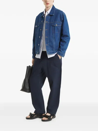 Maison Kitsuné Button Denim Jacket In Blue