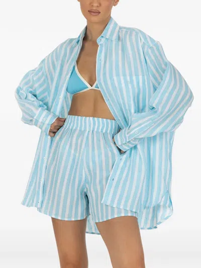 Paramidonna Cora Striped Shorts In Blue