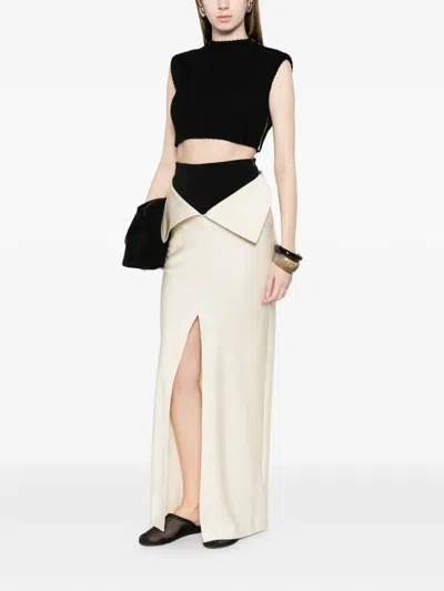 Nanushka Split Front Long Skirt In White