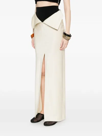 Nanushka Split Front Long Skirt In White