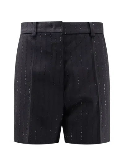 Max Mara Pianoforte Black Shorts With Pinstripe-effect Micro Sequins In Black