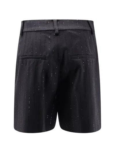 Max Mara Pianoforte Black Shorts With Pinstripe-effect Micro Sequins In Black