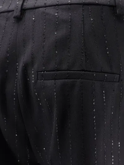 Max Mara Pianoforte Black Shorts With Pinstripe-effect Micro Sequins In Black