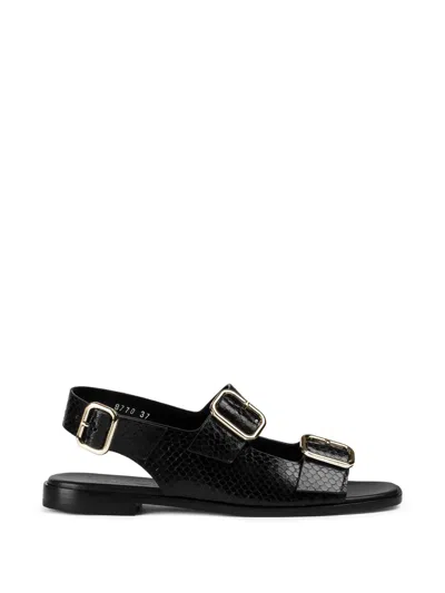 Doucal's Python-printed Leather Sandals In Black