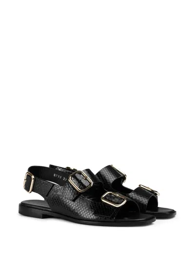Doucal's Python-printed Leather Sandals In Black