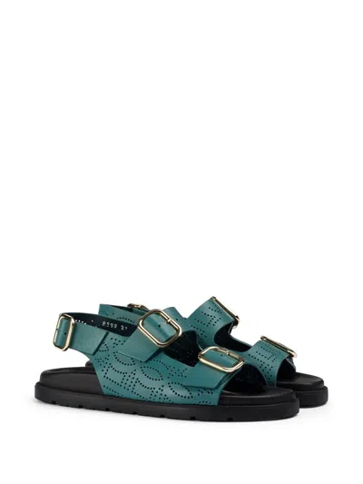 Doucal's Perforated Buckle Leather Sandals In Multi