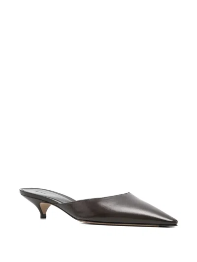The Row Pointed Leather Mules In Brown