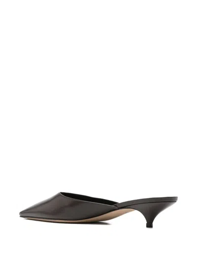 The Row Pointed Leather Mules In Brown