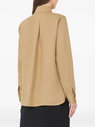 Max Mara Collared Linen Shirt In Neutral