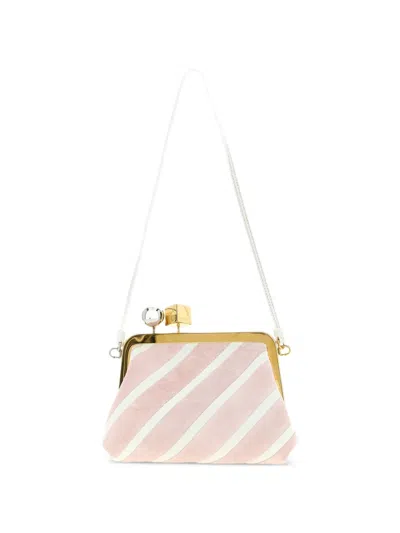 Jacquemus Berlingot Patchwork Striped Clutch In Pink