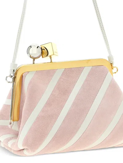 Jacquemus Berlingot Patchwork Striped Clutch In Pink
