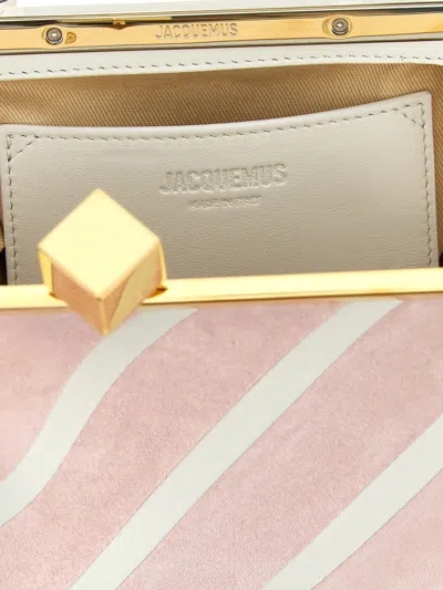 Jacquemus Berlingot Patchwork Striped Clutch In Pink