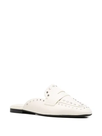 Tamaris Studded Leather Mules In Neutral