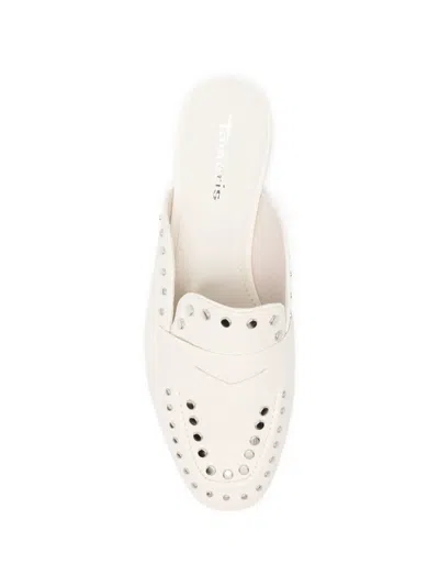 Tamaris Studded Leather Mules In Neutral