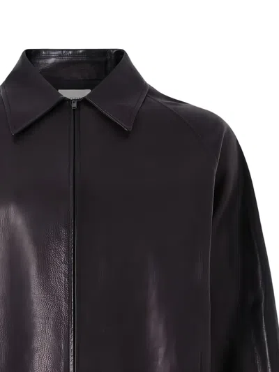 The Row Leather Jacket In Black
