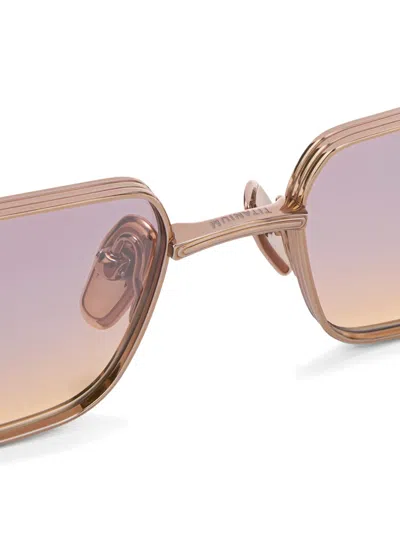 Balmain Rectangle-frame Sunglasses In Gold