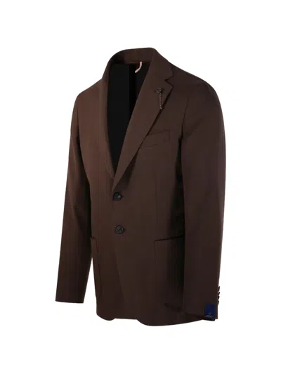 Santaniello Buttoned Blazer In Brown