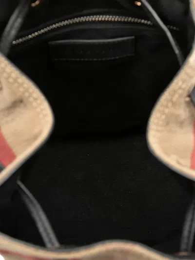 Pre-owned Burberry 2000-2017 Mega Check Canvas Star Sequin Backpack In Brown