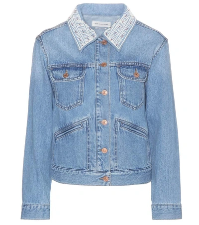 Shop Isabel Marant Étoile Christa Beaded Denim Jacket In Blue