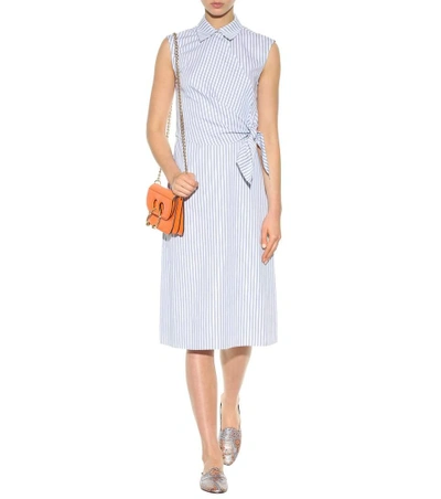 Shop Jw Anderson Striped Cotton Dress In White Llue