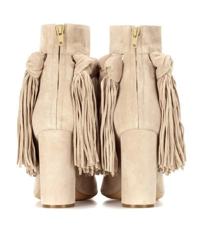 Shop Chloé Tasselled Suede Ankle Boots In Sweet Leige