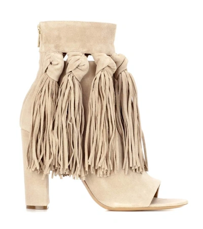 Shop Chloé Tasselled Suede Ankle Boots In Sweet Leige