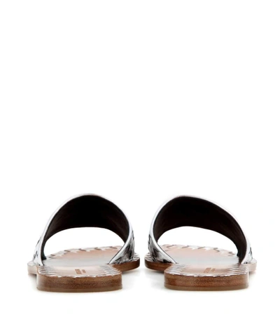 Shop Bottega Veneta Metallic Leather Slip-on Sandals In Silver