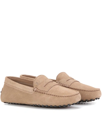 Shop Tod's Gommino Suede Loafers In Brown