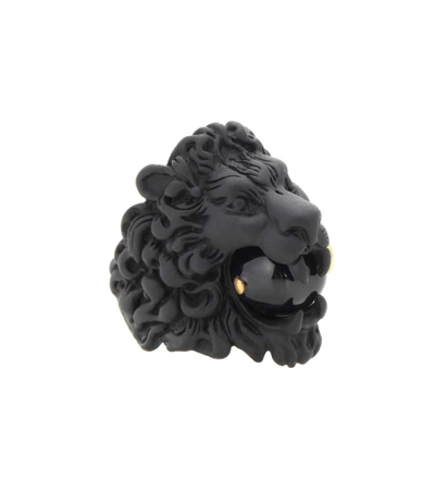 Gucci Lion Head Ring In Black