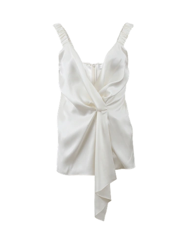 Victoria Beckham Silk Twill Wrap Top In White.