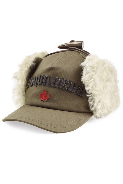 Dsquared2 Baseball Cap With Fur In Green