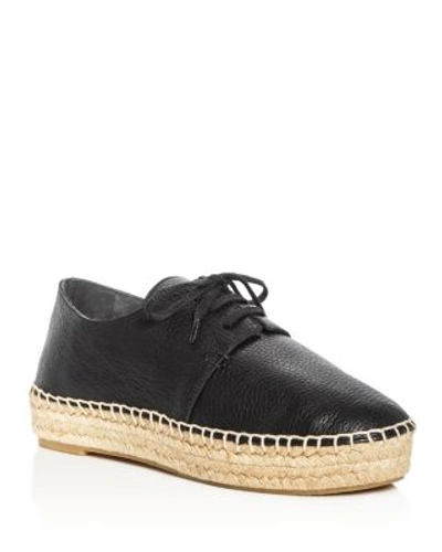 Shop Vince Cynthia Leather Lace Up Espadrille Platform Oxfords In Black