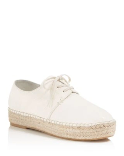 Vince Cynthia Leather Lace Up Espadrille Platform Oxfords In Cream