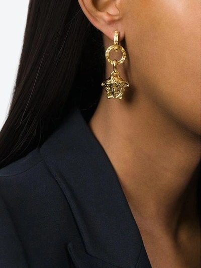 Shop Versace Medusa Pendant Earrings - Metallic