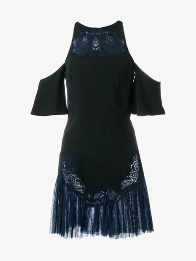 Shop Jonathan Simkhai Embroidered Cold-shoulder Dress In Black