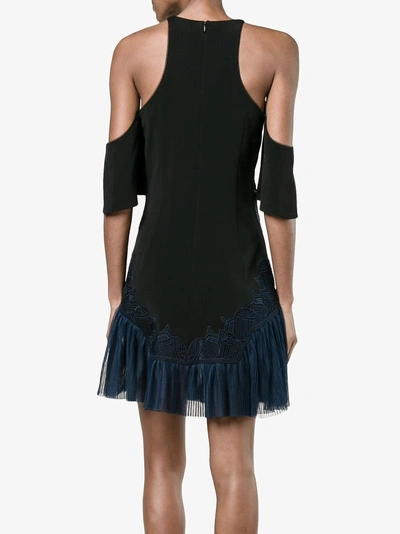 Shop Jonathan Simkhai Embroidered Cold-shoulder Dress In Black