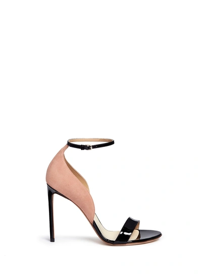 Francesco Russo Suede Panel Patent Leather Sandals