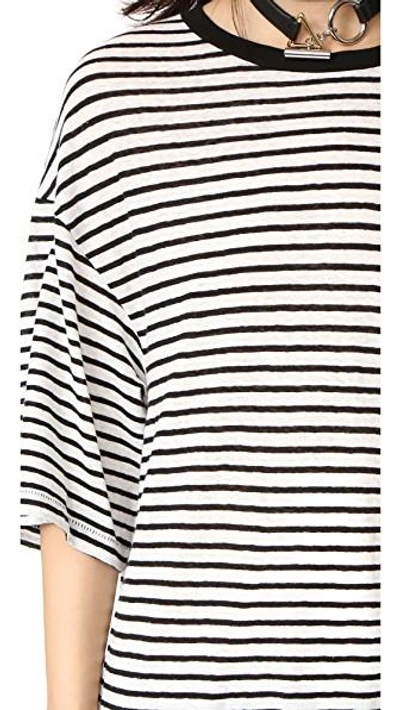 Shop R13 Oversized Striped Boyfriend Tee In White W/ Black