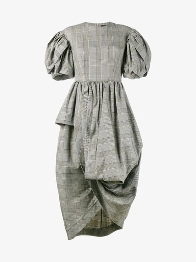Simone Rocha Printed Cotton Dress With Linen In Grey