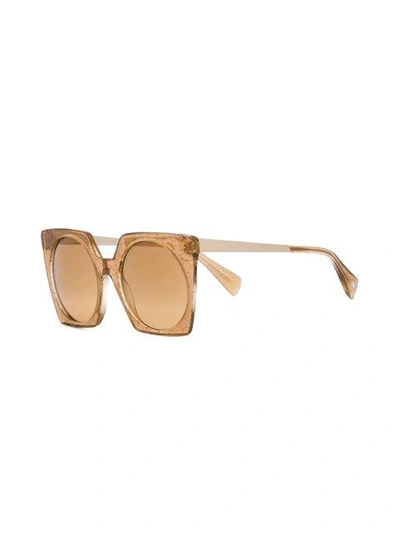 Shop Yohji Yamamoto Square Frame Sunglasses