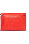 Loewe T Embossed Leather Clutch In Red