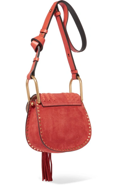 Shop Chloé Hudson Mini Whipstitched Suede Shoulder Bag