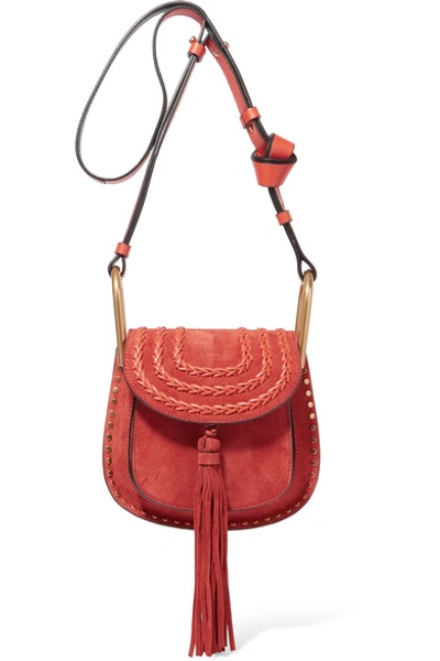 Shop Chloé Hudson Mini Whipstitched Suede Shoulder Bag
